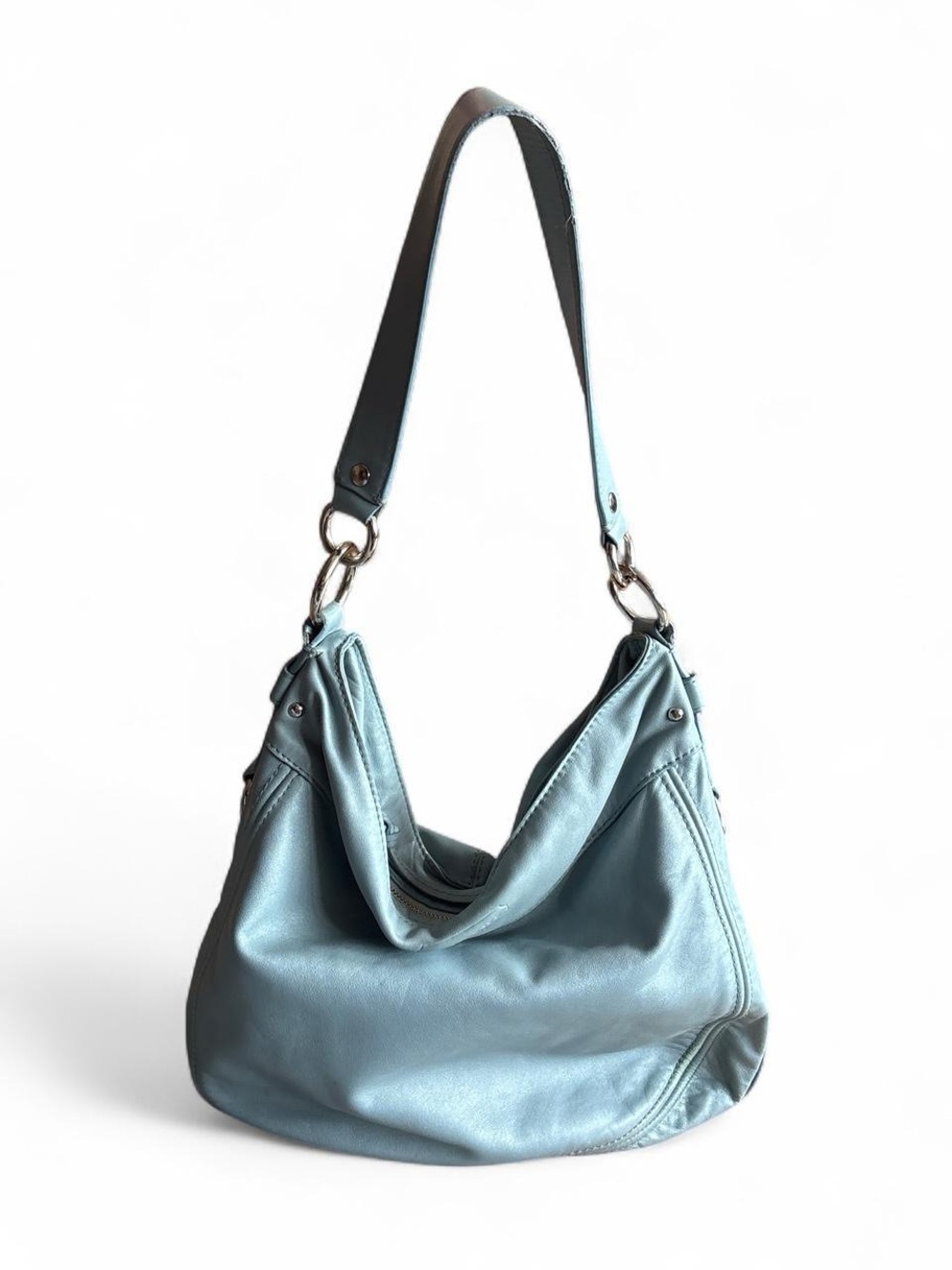 2009 Coach Zoe F14706 Dusty Blue Leather Hobo Shoulder Bag Y2K